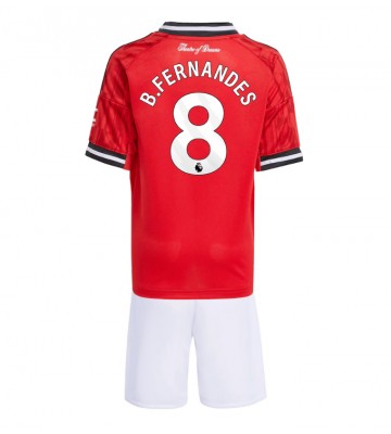Manchester United Bruno Fernandes #8 Hjemmebanetrøje Børn 2025-26 Kortærmet (+ Korte bukser)